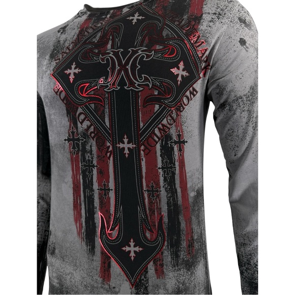 Xtreme Couture By Affliction Men's Long Sleeve T-shirt Liberty Crusade - Picture 5 of 7